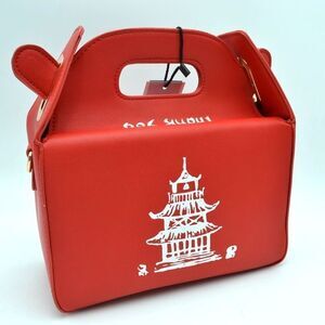 Chinese Tower Print Top-Handle Takeout Box Handbag